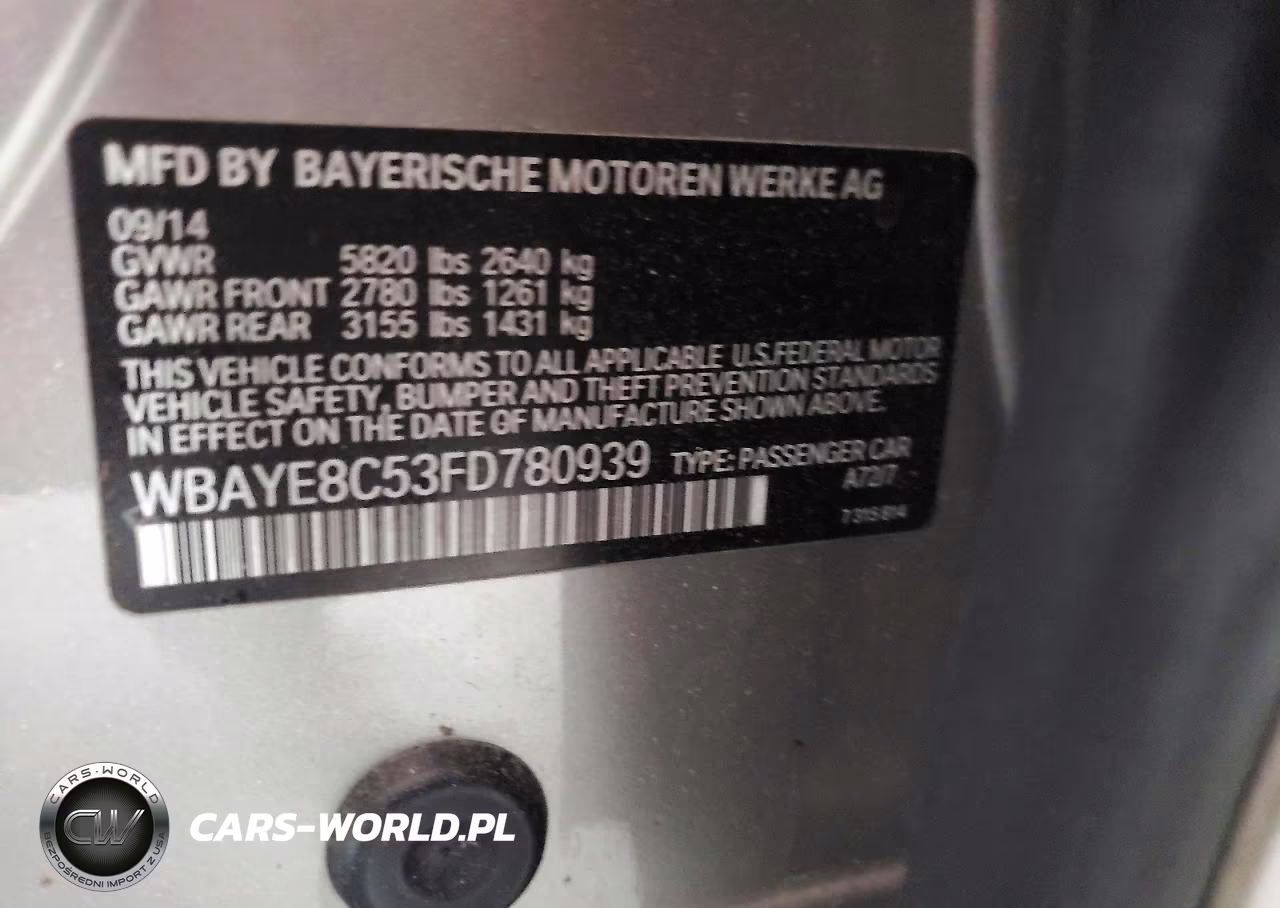 2015 BMW 7 Series VIN:WBAYE8C53FD780939 - 12
