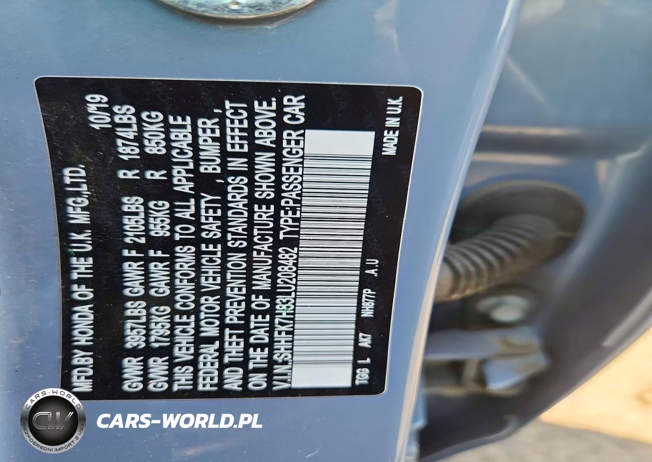 2020 Honda Civic Exl VIN:SHHFK7H83LU208482 - 13