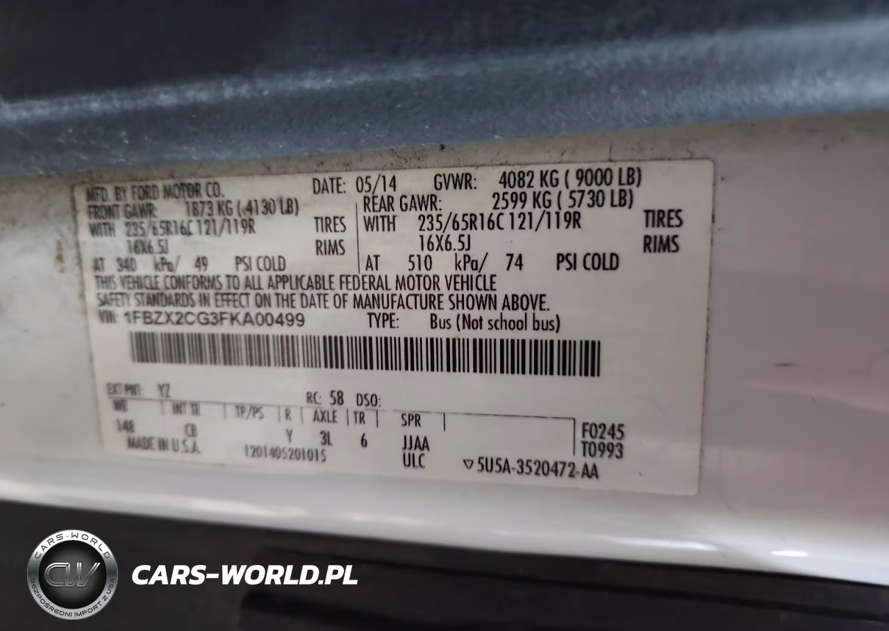 2015 Ford Transit T-350 VIN:1FBZX2CG3FKA00499 - 13