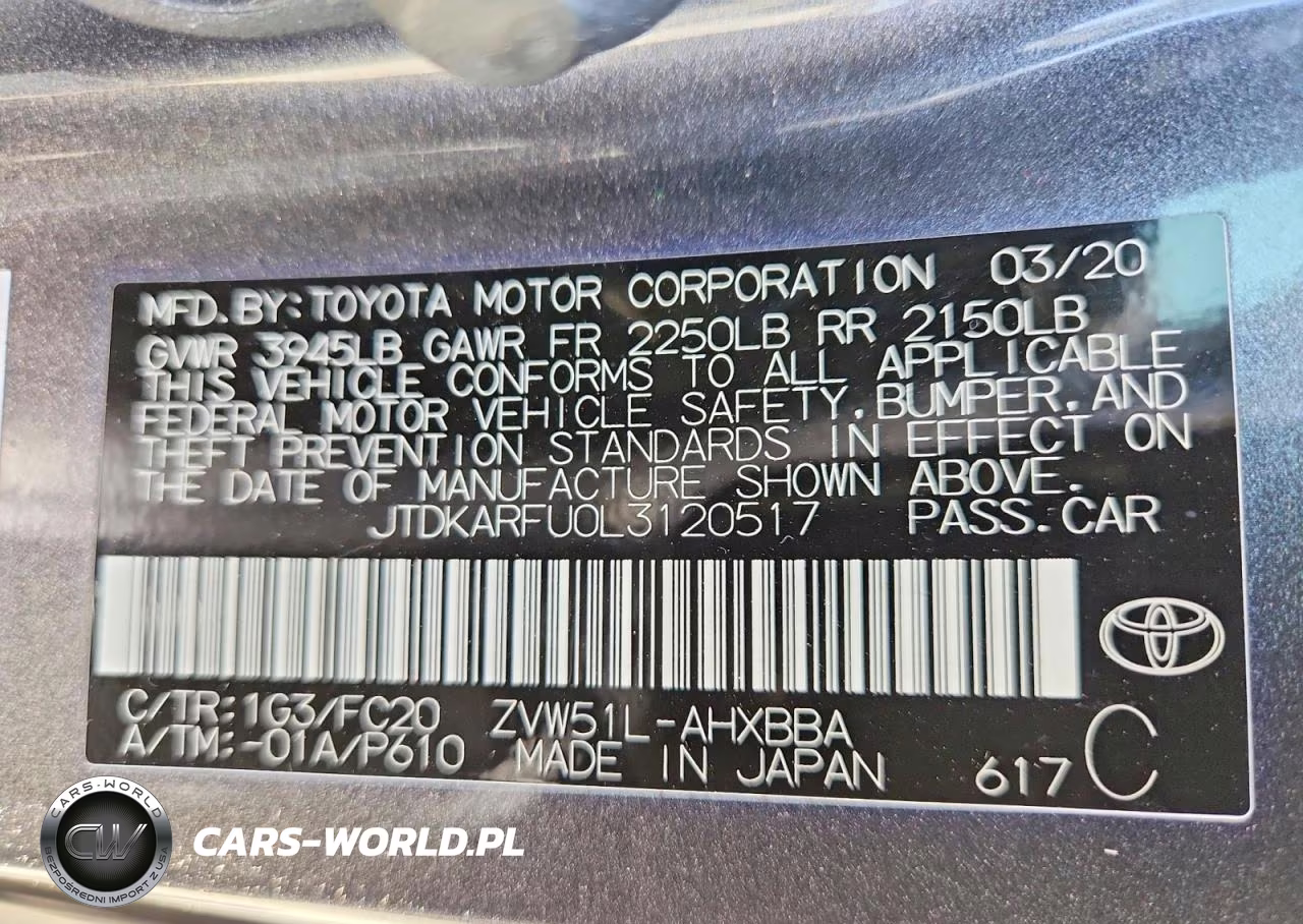 2020 Toyota Prius L Eco VIN:JTDKARFU0L3120517 - 12
