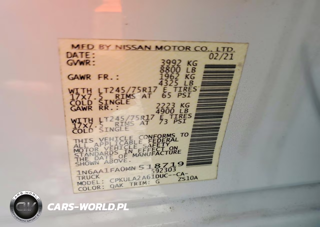 2021 Nissan Titan Xd S 4X4 VIN:1N6AA1FA0MN518719 - 12