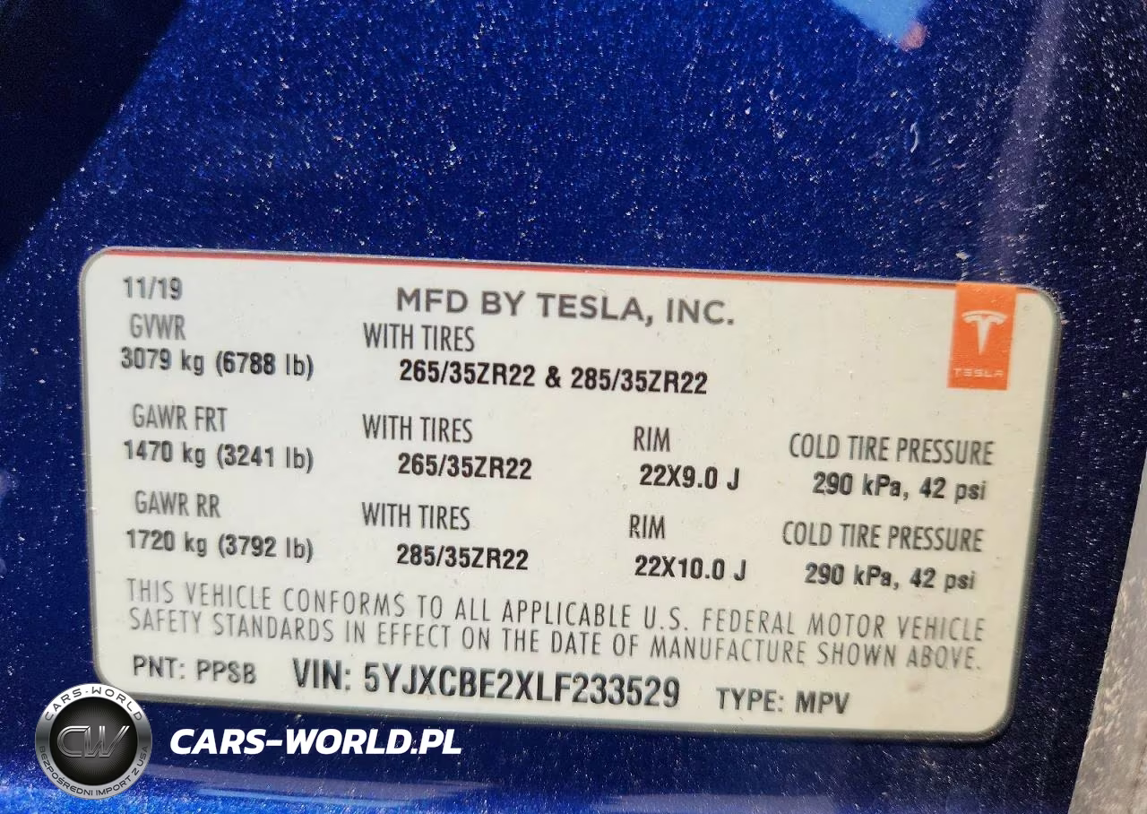 2020 Tesl Model X VIN:5YJXCBE2XLF233529 - 14