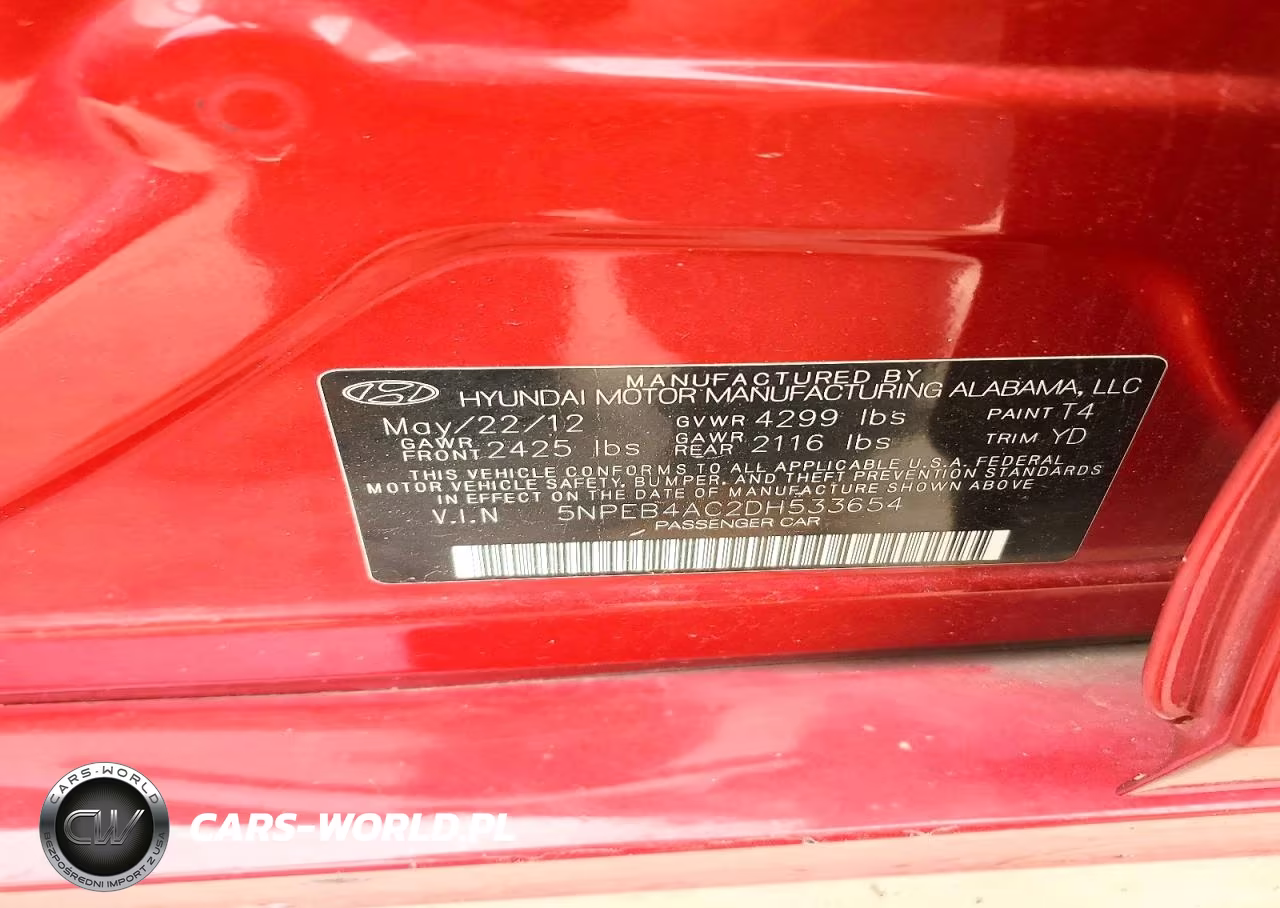 2013 Hyundai Sonata Gls VIN:5NPEB4AC2DH533654 - 12