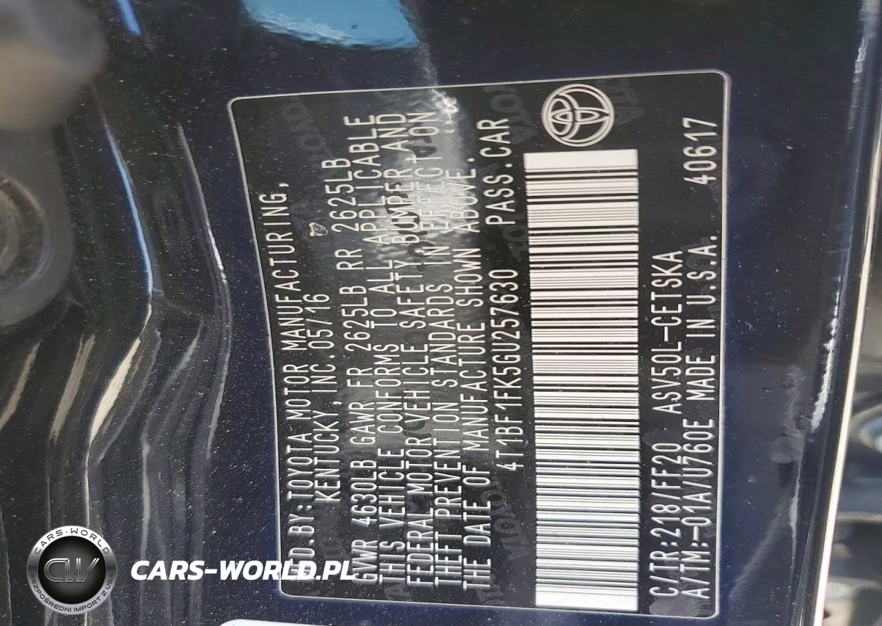 2016 Toyota Camry Se VIN:4T1BF1FK5GU257630 - 12