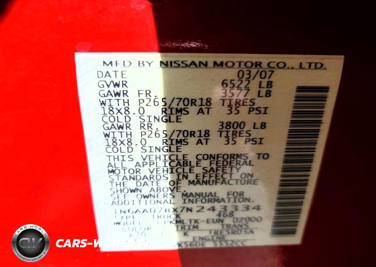 2007 Nissan Titan Xe VIN:1N6AA07BX7N243334 - 13