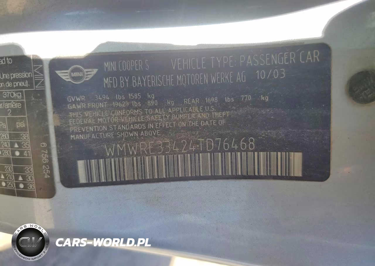 2004 Mini Cooper S VIN:WMWRE33424TD76468 - 13