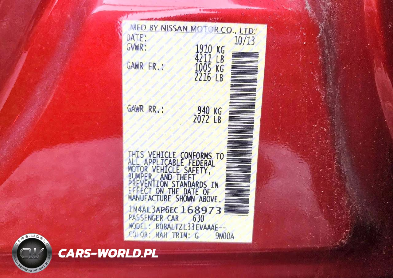 2014 Nissan Altima 2.5 Sv VIN:1N4AL3AP6EC168973 - 12