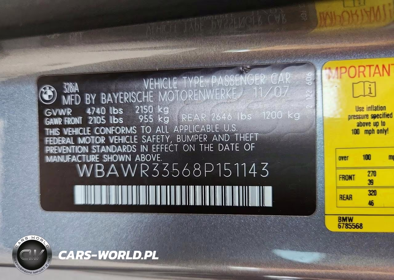 2008 BMW 328 I Sulev VIN:WBAWR33568P151143 - 12