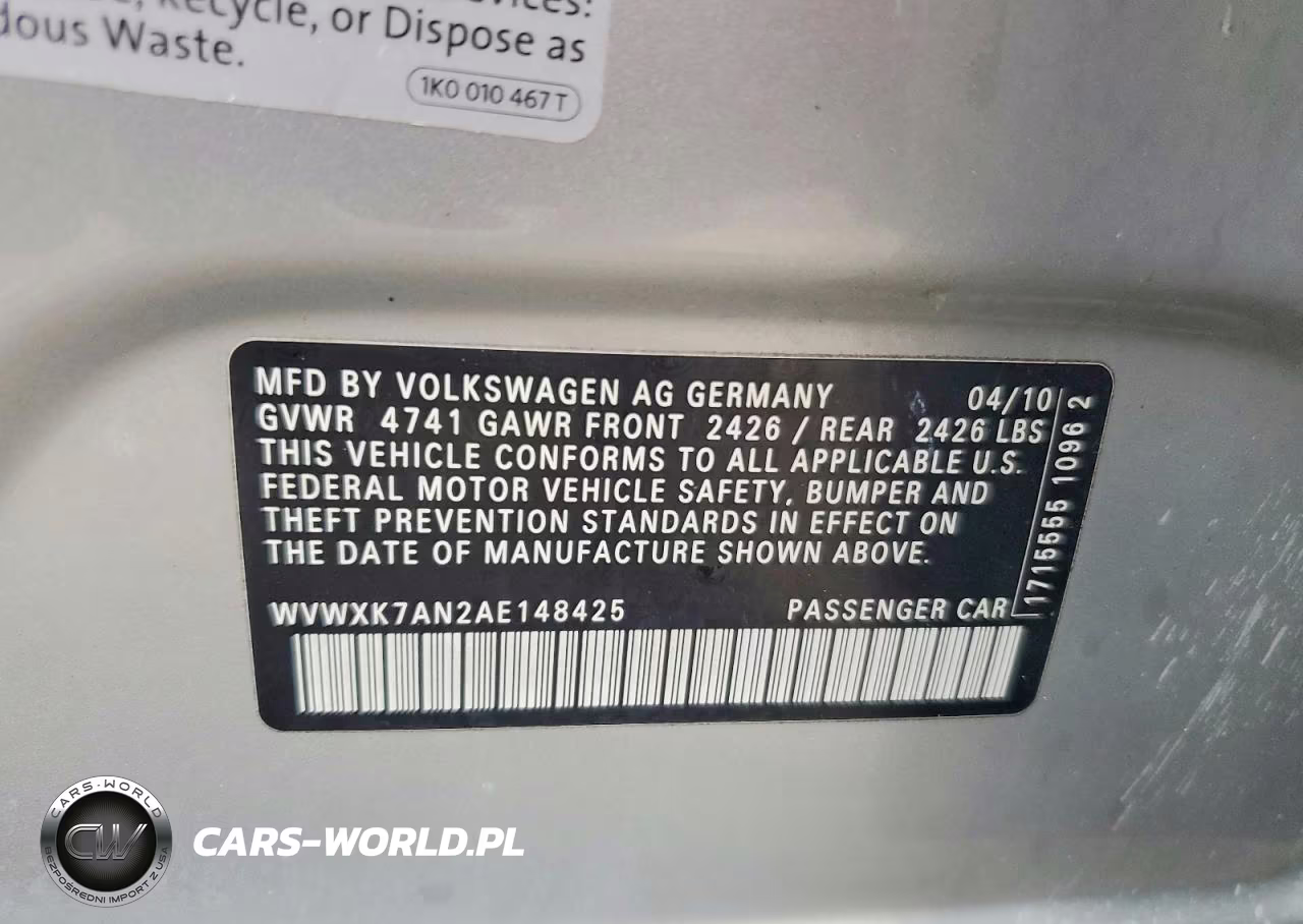 2010 Volkswagen Passat Komfort VIN:WVWXK7AN2AE148425 - 12