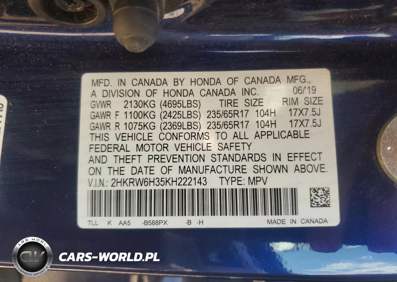 2019 Honda Cr-V Lx VIN:2HKRW6H35KH222143 - 13