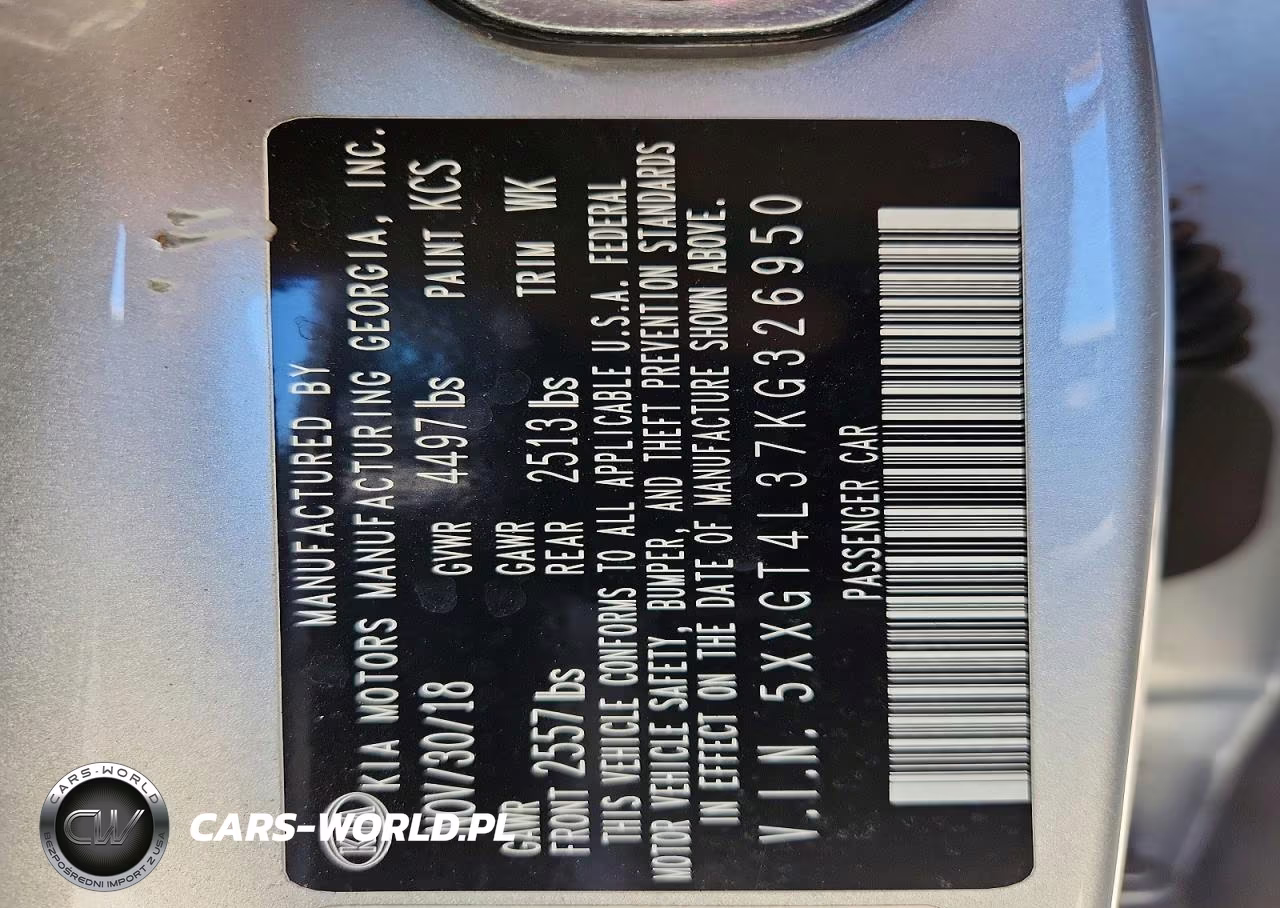 KIA OPTIMA VIN:5XXGT4L37KG326950 - 12