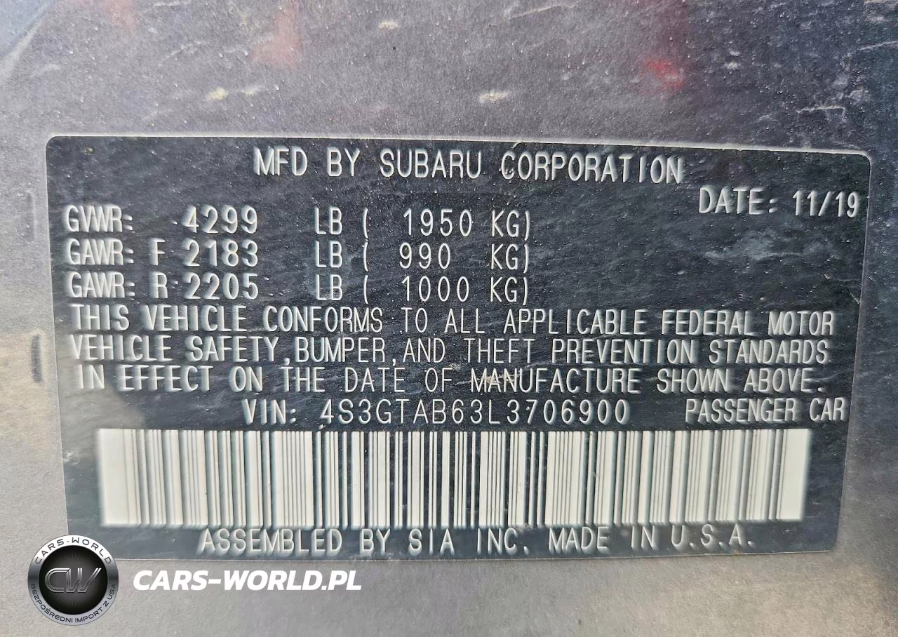 2020 Subaru Impreza VIN:4S3GTAB63L3706900 - 12
