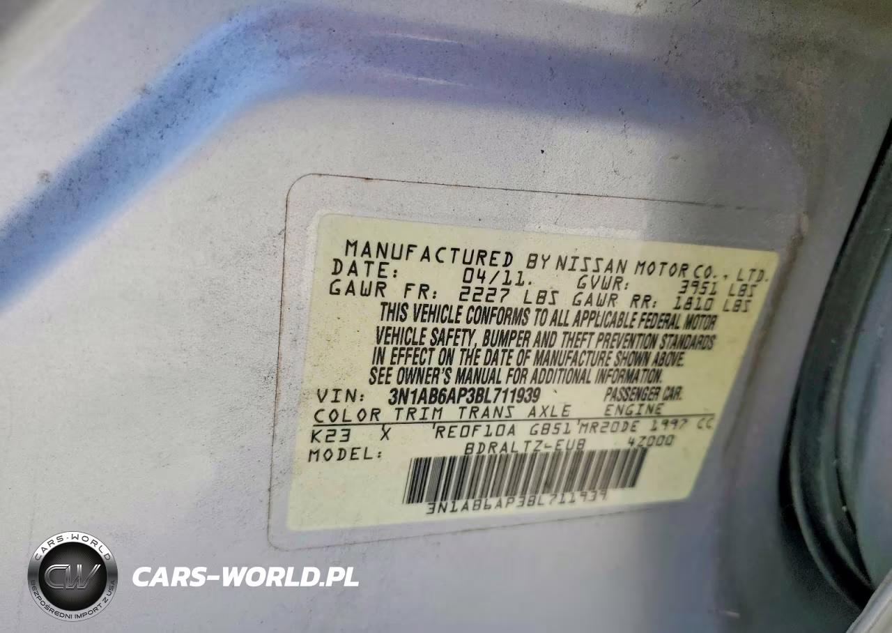 2011 Nissan Sentra 2.0 VIN:3N1AB6AP3BL711939 - 12
