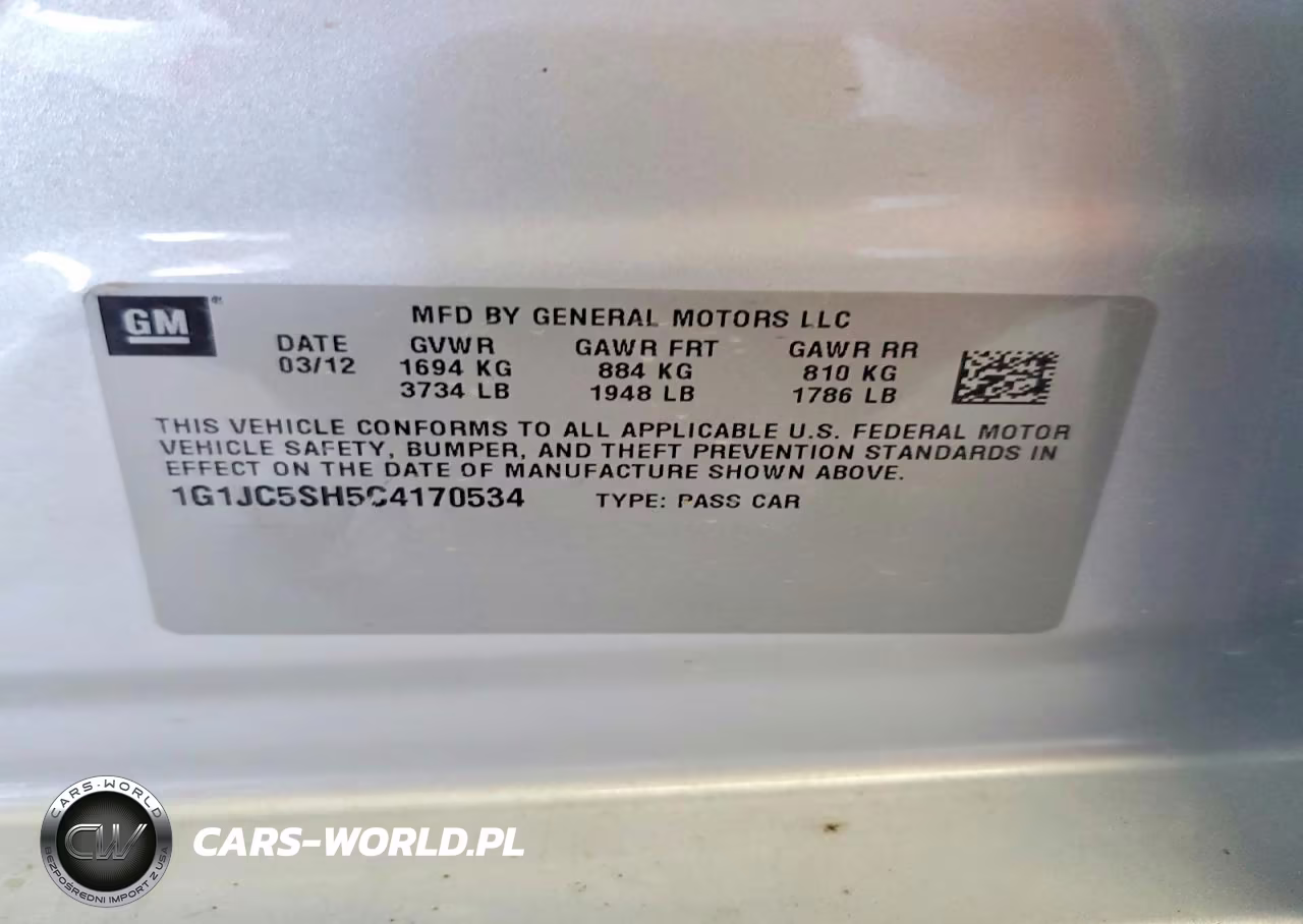 2012 Chevrolet Sonic Lt VIN:1G1JC5SH5C4170534 - 12
