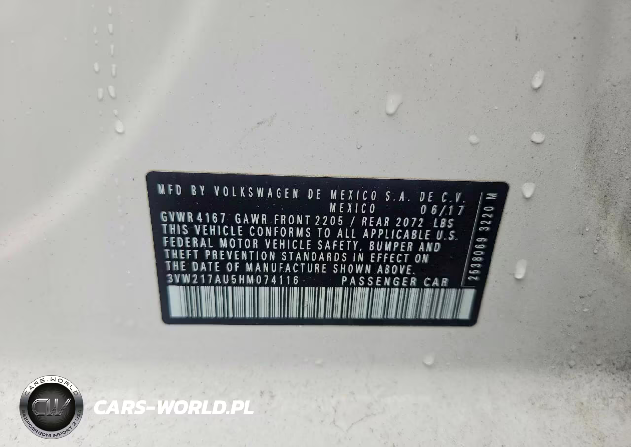 2017 Volkswagen Golf S VIN:3VW217AU5HM074116 - 12