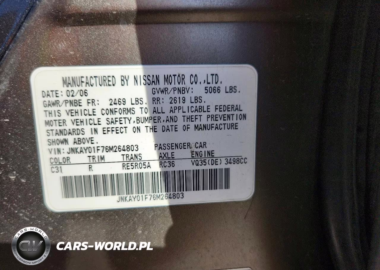 2006 Infiniti M35 Base VIN:JNKAY01F76M264803 - 12