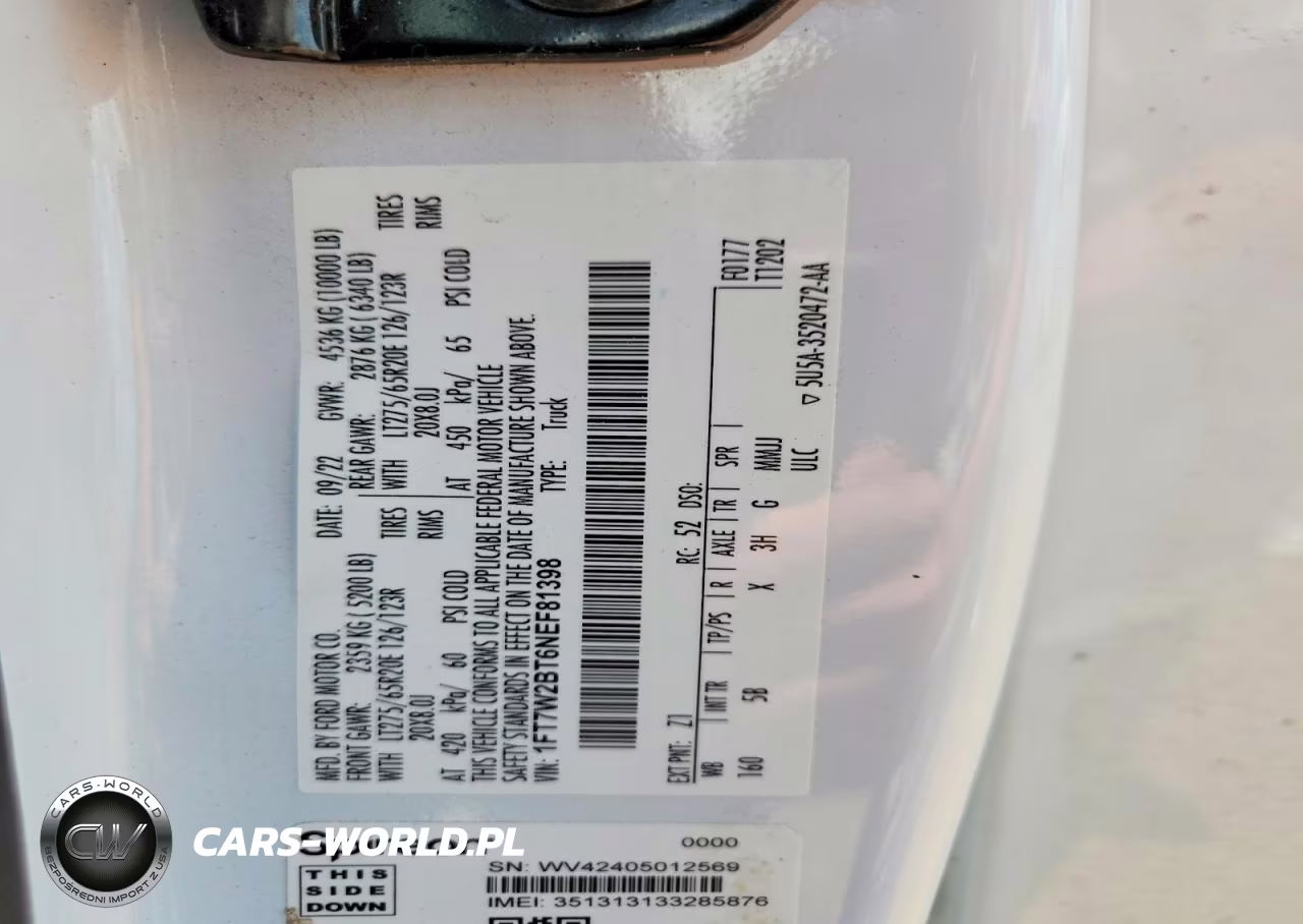 2022 Ford F250 Super Duty VIN:1FT7W2BT6NEF81398 - 12