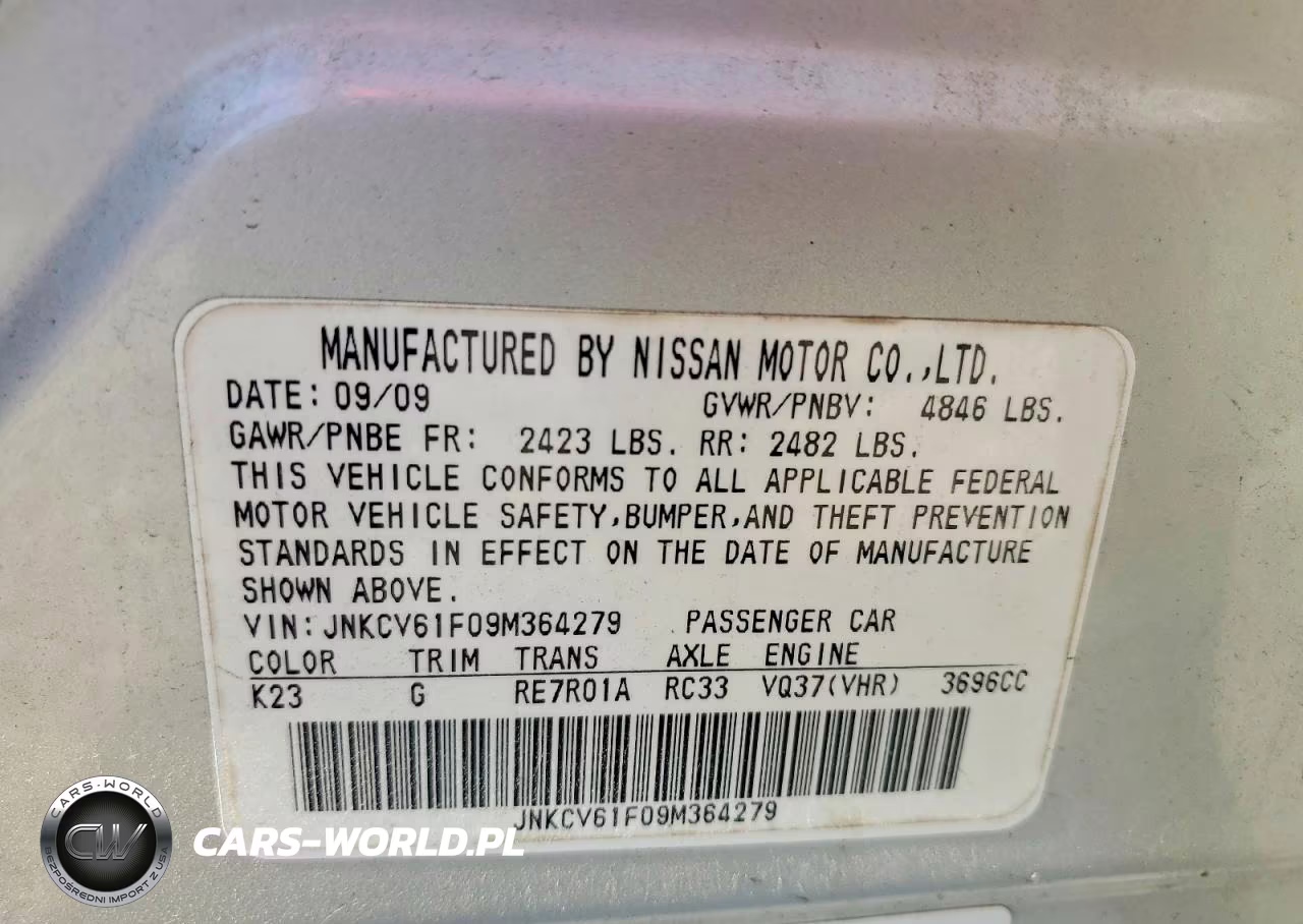 2009 Infiniti G37 Sedan X VIN:JNKCV61F09M364279 - 12