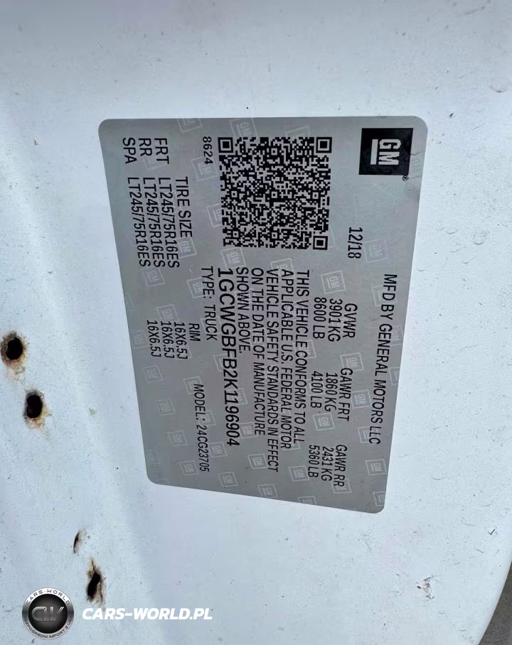2019 Chevrolet Express G2500 VIN:1GCWGBFB2K1196904 - 11
