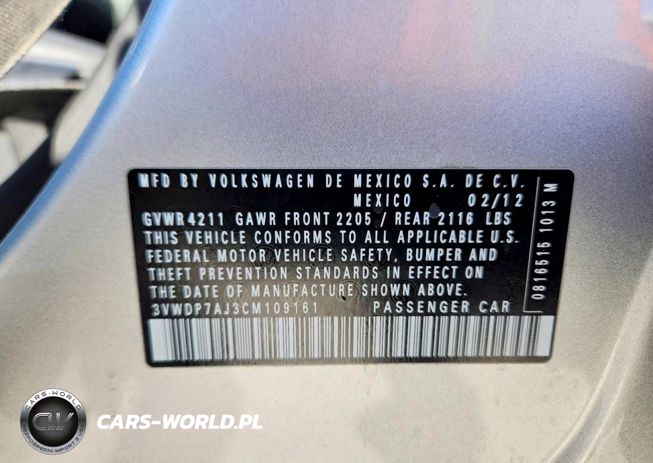 2012 Volkswagen Jetta Se VIN:3VWDP7AJ3CM109161 - 12