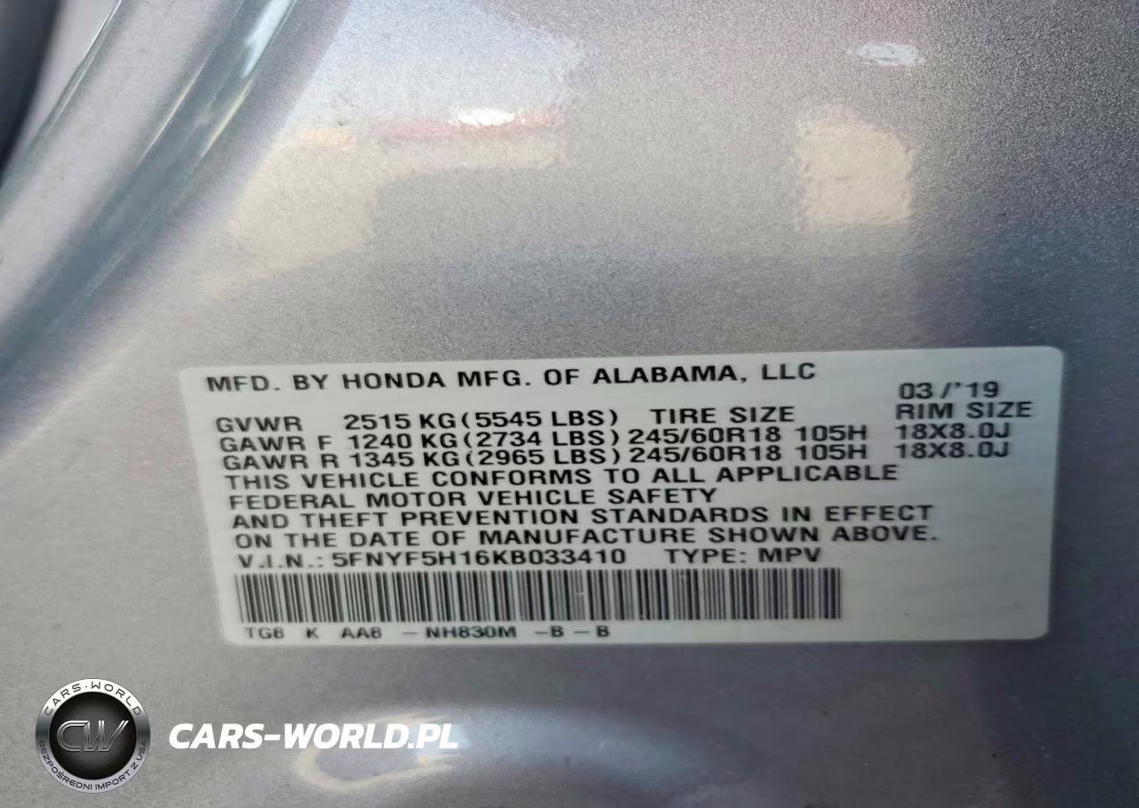 2019 Honda Pilot Lx VIN:5FNYF5H16KB033410 - 13