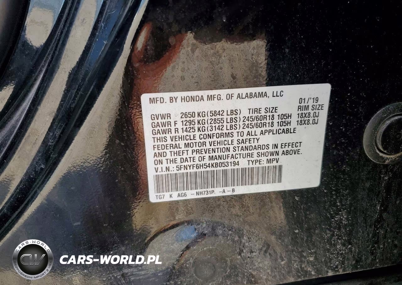 2019 Honda Pilot Exl VIN:5FNYF6H54KB053194 - 13