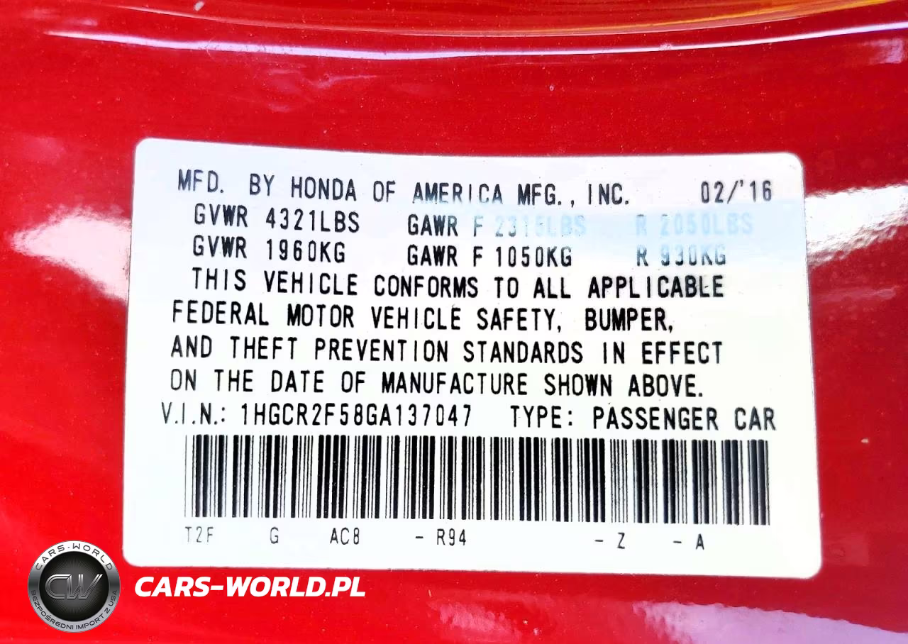 2016 Honda Accord Sport VIN:1HGCR2F58GA137047 - 13