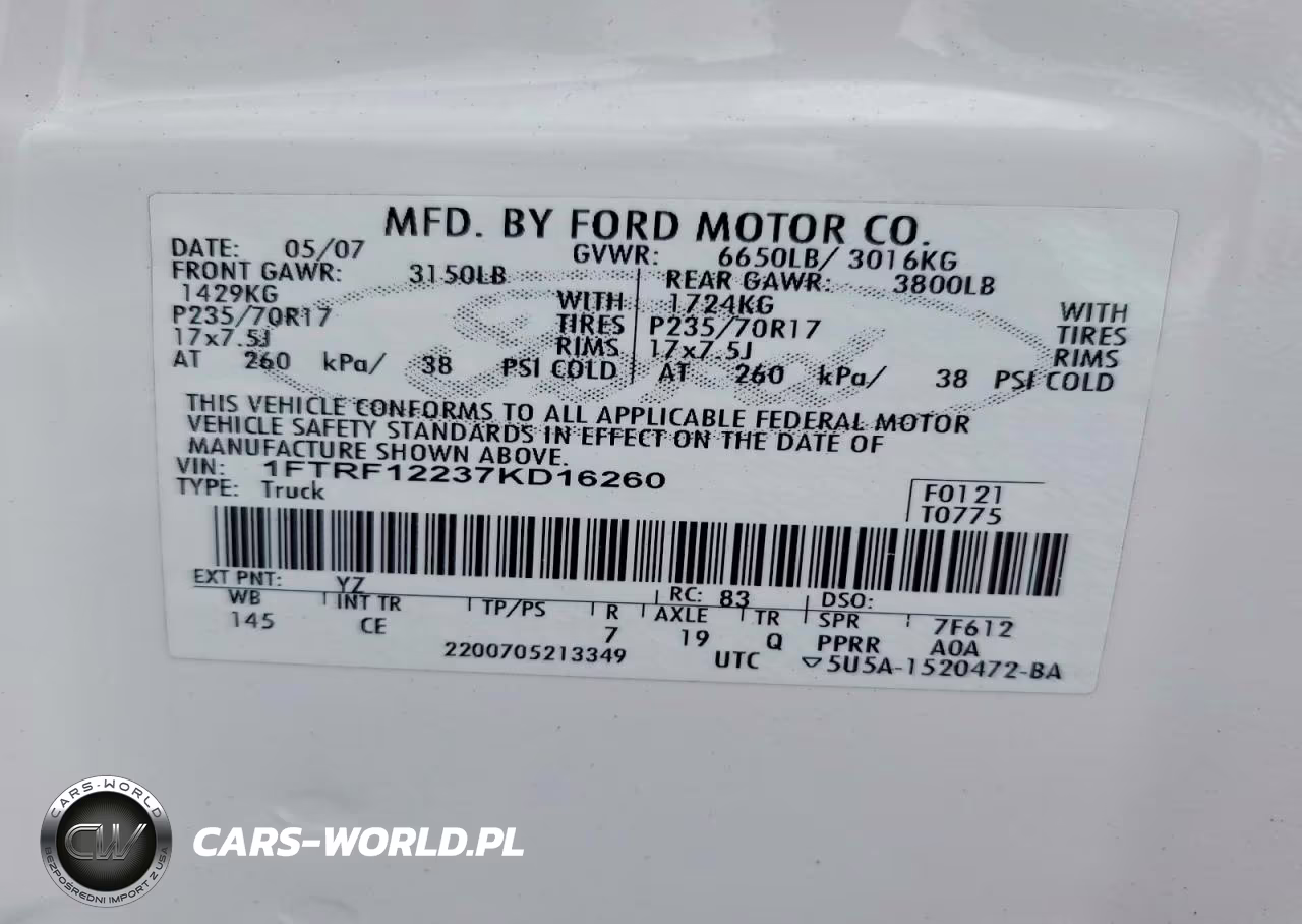 2007 Ford F150 VIN:1FTRF12237KD16260 - 12