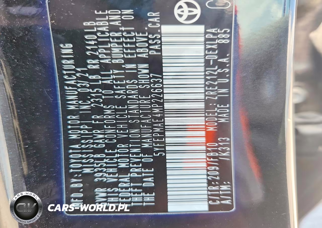 2021 Toyota Corolla Le VIN:5YFEPMAE4MP226637 - 12