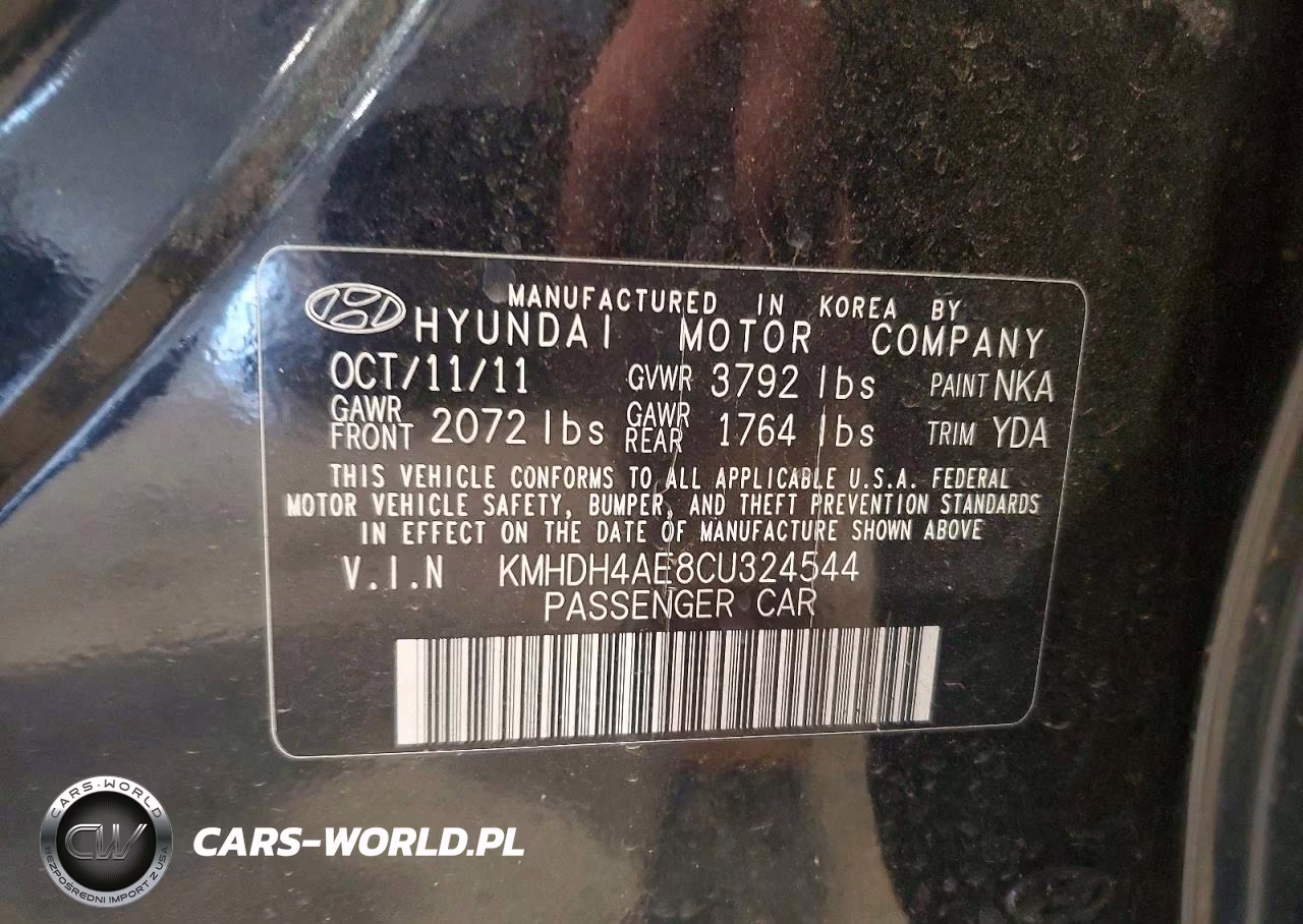 2012 Hyundai Elantra Gls VIN:KMHDH4AE8CU324544 - 12