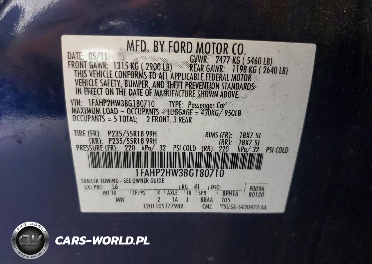 2011 Ford Taurus Sel VIN:1FAHP2HW3BG180710 - 12