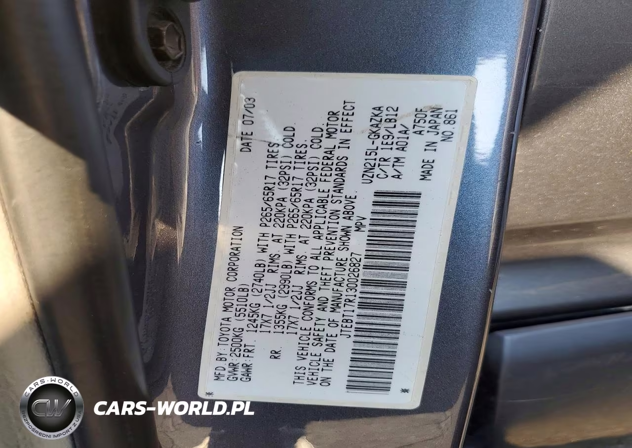 2003 Toyota 4Runner Limited VIN:JTEBT17R130026827 - 12