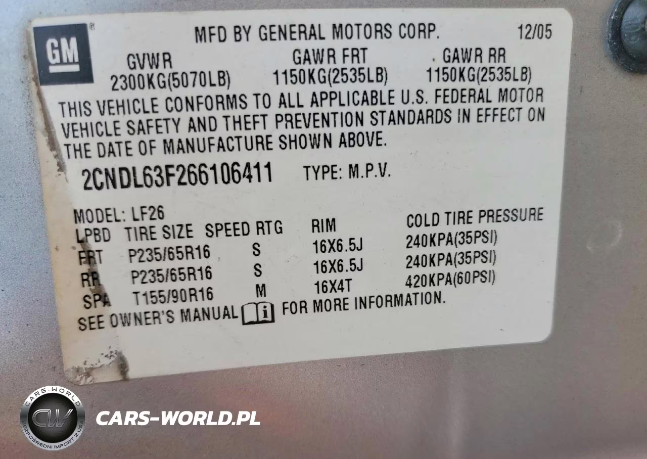 2006 Chevrolet Equinox Lt VIN:2CNDL63F266106411 - 14