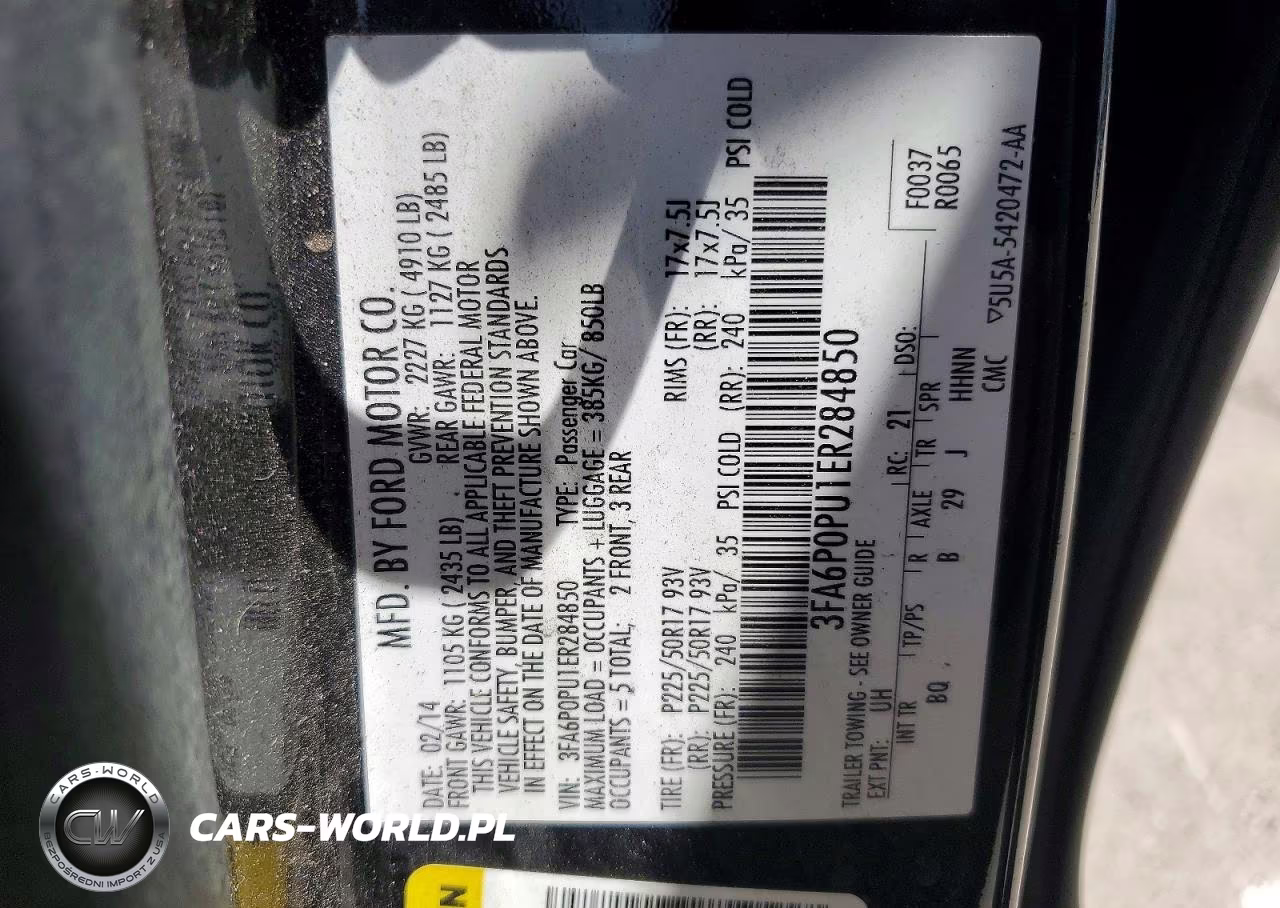 2014 Ford Fusion Se Phev VIN:3FA6P0PU1ER284850 - 12