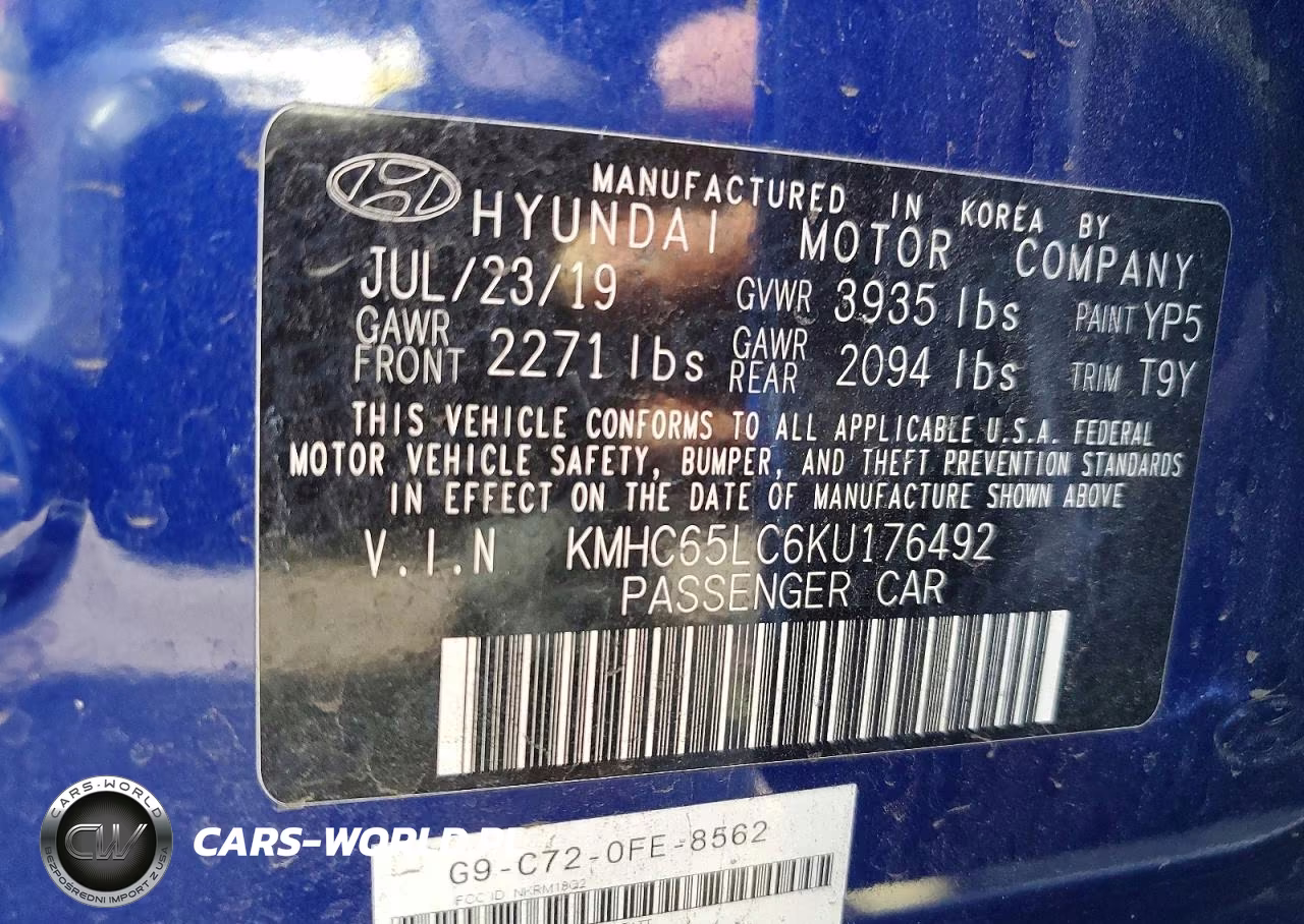 2019 Hyundai Ioniq Blue VIN:KMHC65LC6KU176492 - 12