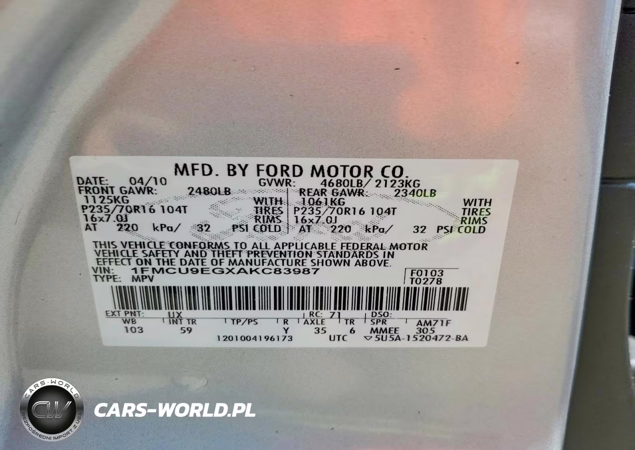 2010 Ford Escape Limited VIN:1FMCU9EGXAKC83987 - 13