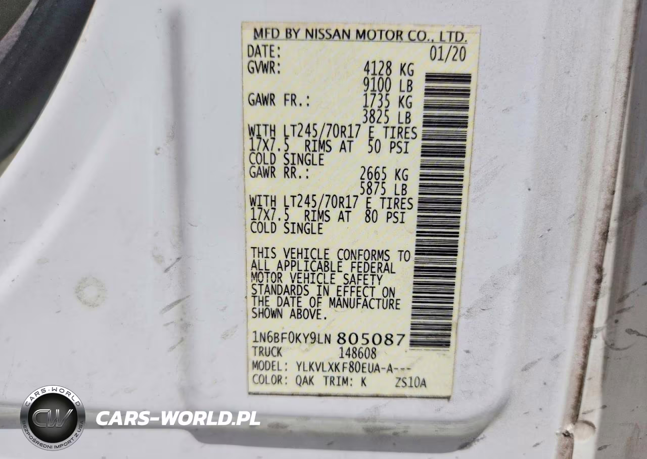 2020 Nissan Nv 2500 Hd Sv VIN:1N6BF0KY9LN805087 - 13