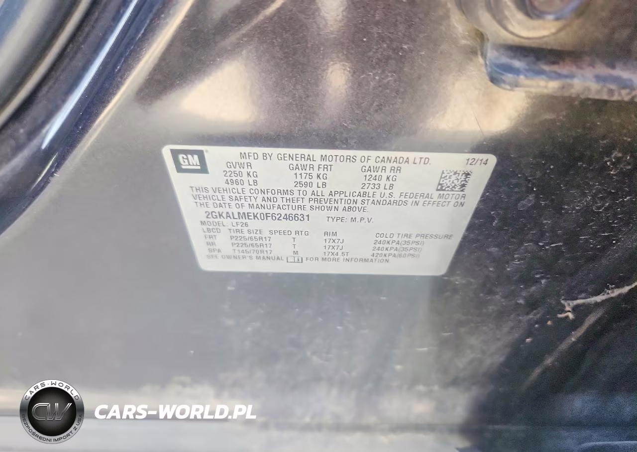2015 GMC Terrain Sle VIN:2GKALMEK0F6246631 - 14