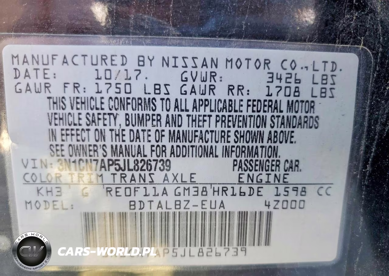 2018 Nissan Versa Sv VIN:3N1CN7AP5JL826739 - 12