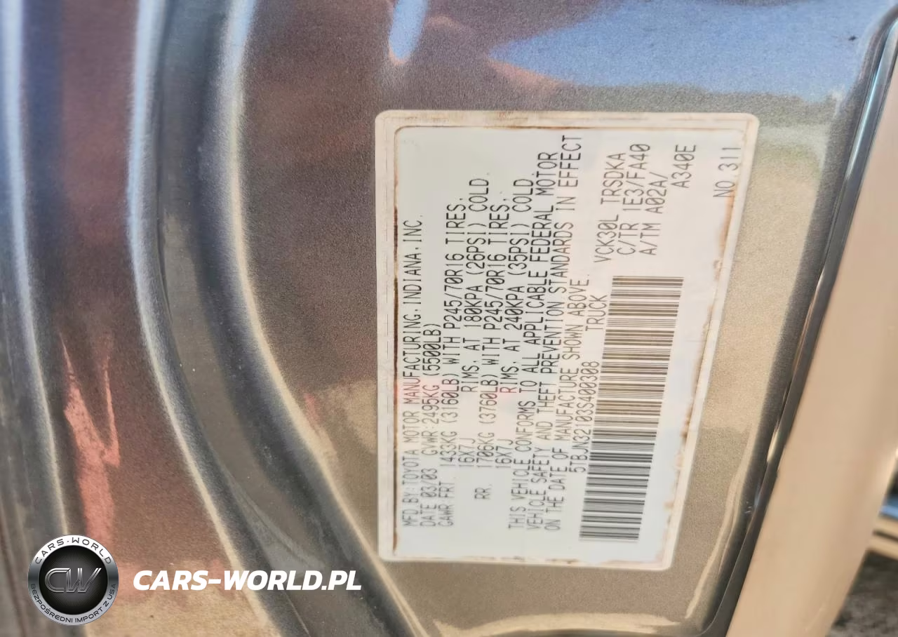 2003 Toyota Tundra Base VIN:5TBJN32103S400308 - 12
