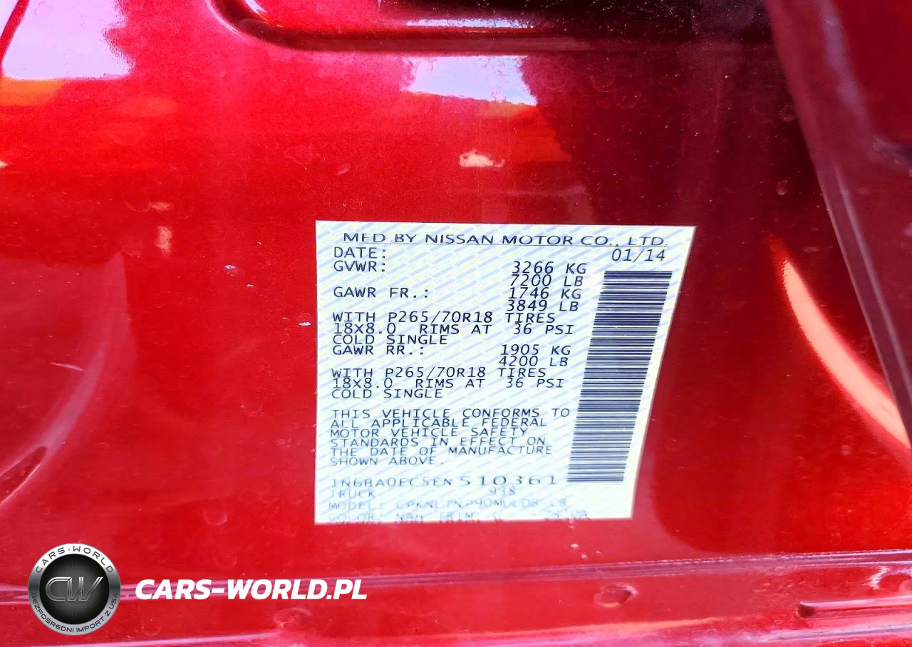 2014 Nissan Titan Sv VIN:1N6BA0EC5EN510361 - 12