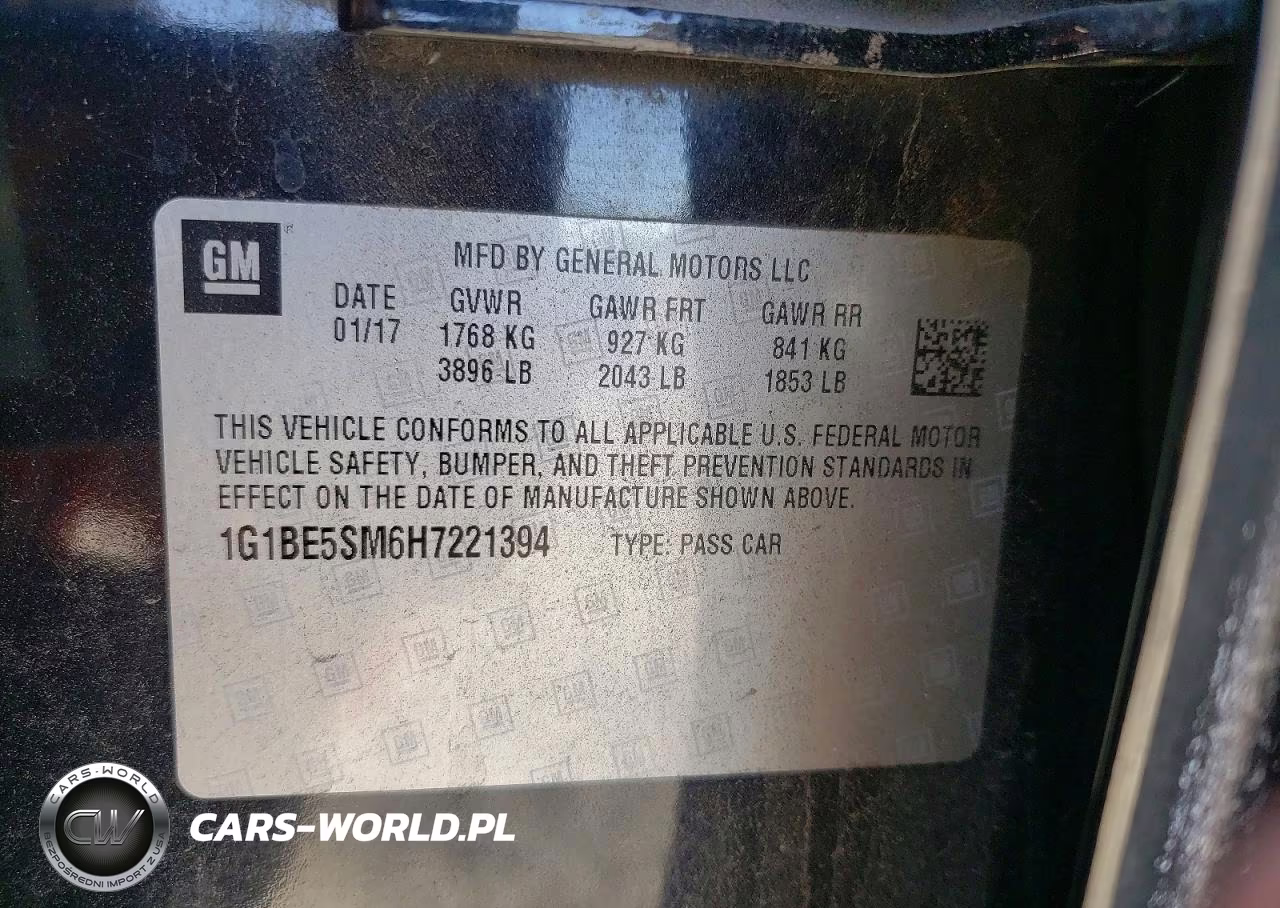 2017 Chevrolet Cruze Lt VIN:1G1BE5SM6H7221394 - 12