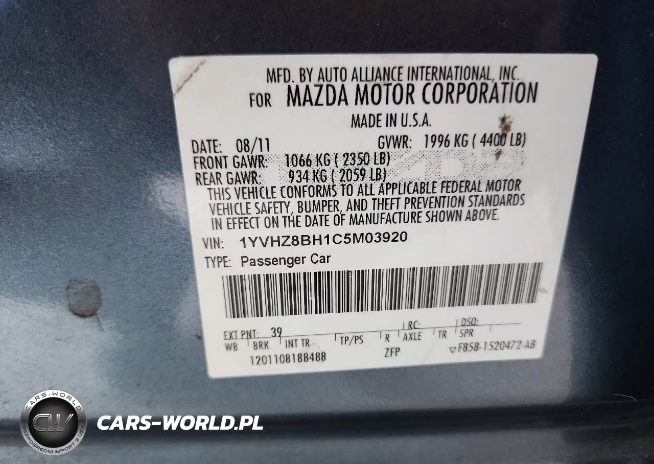 2012 Mazda 6 I VIN:1YVHZ8BH1C5M03920 - 12