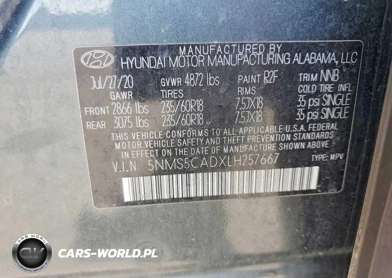 2020 Hyundai Santa Fe Limited VIN:5NMS5CADXLH257667 - 13