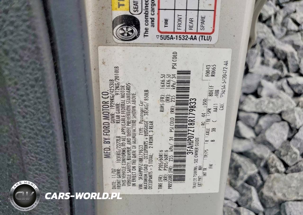2008 Ford Fusion Se VIN:3FAHP07Z18R179833 - 12