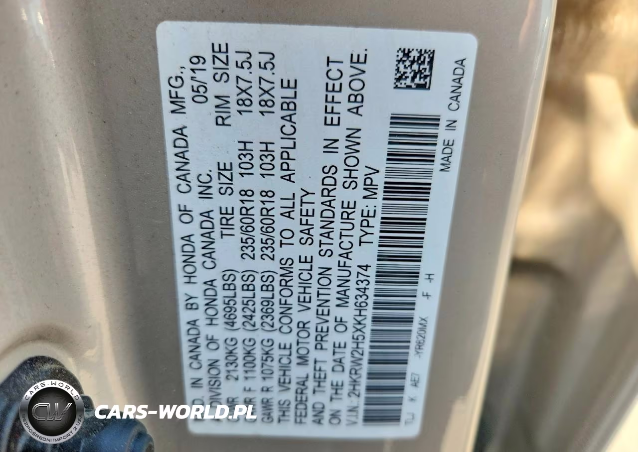 2019 Honda Cr-V Ex VIN:2HKRW2H5XKH634374 - 13