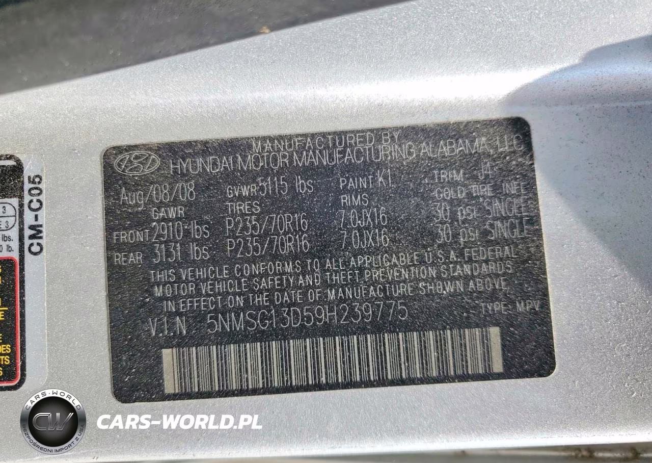 2009 Hyundai Santa Fe Gls VIN:5NMSG13D59H239775 - 13