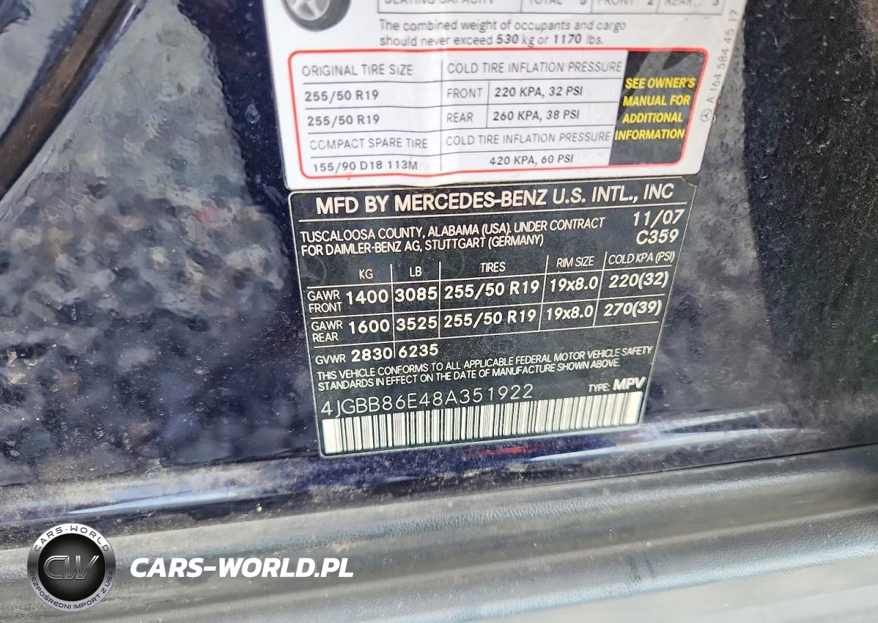 2008 Mercedes-Benz Ml 350 VIN:4JGBB86E48A351922 - 12