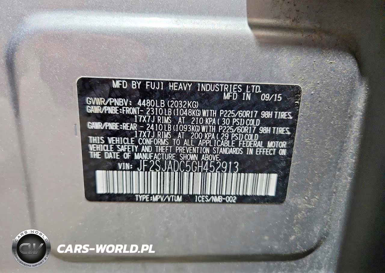 2016 Subaru Forester 2.5I Premium VIN:JF2SJADC5GH452913 - 12