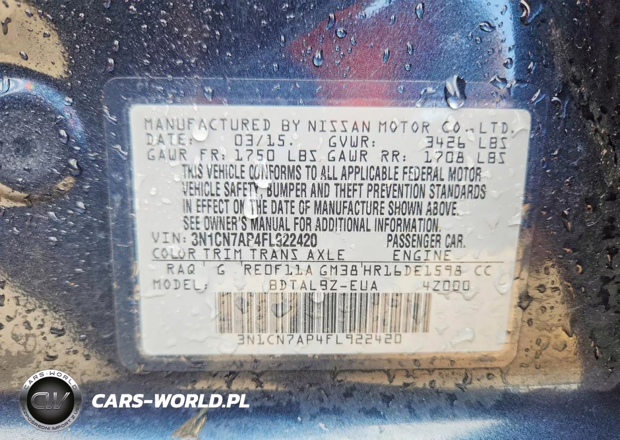 2015 Nissan Versa 1.6 Sv VIN:3N1CN7AP4FL922420 - 12